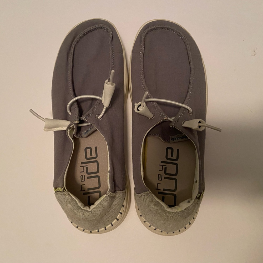 Hey Dude Moccasins in Gray and White
